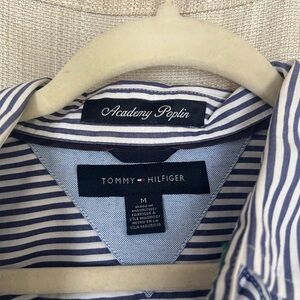 Tommy Hilfiger Navy and White Striped Poplin Shirt